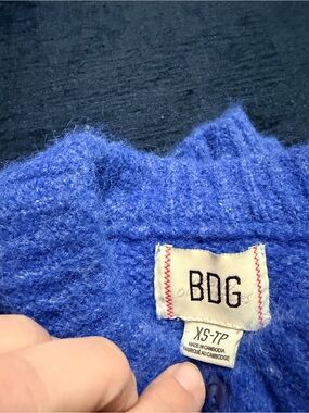 BDG Royal Blue Fuzzy Knit Cardigan